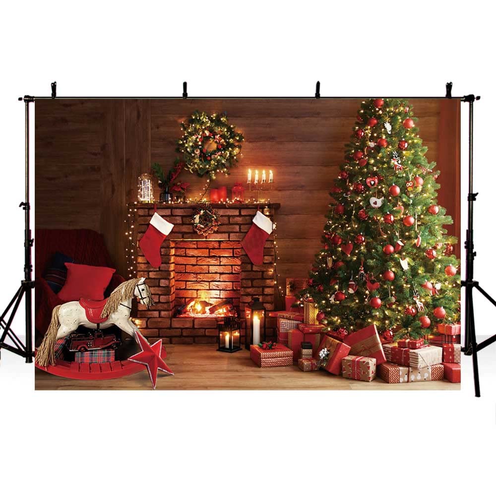 Fotografia AIBIIN Telón De Fondo De Navidad A Cuadros De Búfalo De 7 X 5  Pies, Decoración De Fiesta De Feliz Navidad Arbol De Navidad Rojo Y Negro A Fondo  Navidad, image size:1000x1000