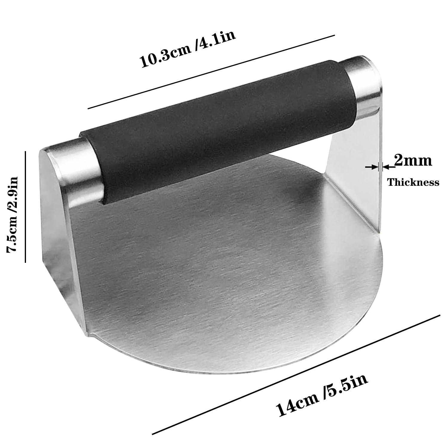 Smash Burger Press, 5,5 Pollici Pressa per Hamburger, Professionale Pressa per Hamburger in Acciaio Inox,Pressa per Biscotti Hamburger per Piastra Piatta Griglia, Bistecche, Panini, Barbecue
