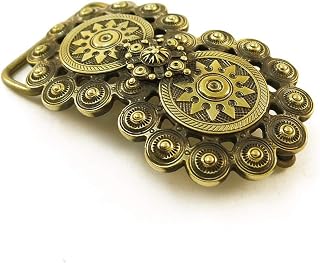 Belt buckle Double Sun, Chepragy; Solid brass belt buckle; Hand cast and processed; Unisex belt buckles; Vintage style, ethnic ukrainian buckle