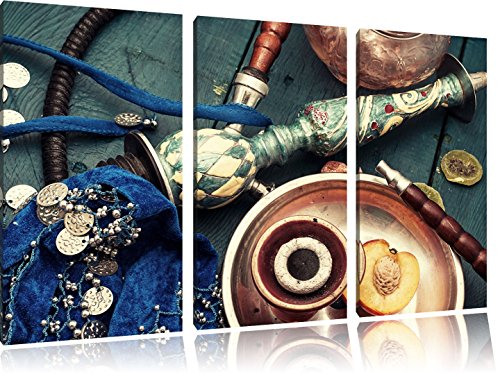 Orientalische Shisha Aprikose 3-Teiler Leinwandbild 120x80 Bild auf Leinwand, XXL riesige Bilder fertig gerahmt mit…