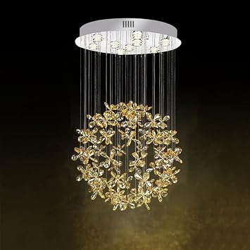 VIOLIN Round Crystal Lamp Stainless Steel Ceiling Lamp LED Modern Light Luxury Stair Pendent Lamp Simple - Living Room Ceiling Hanging Light Interior Decorative Lighting Lamp,Lights