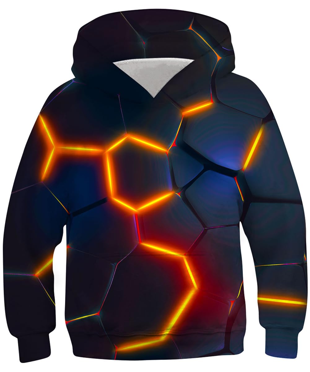 kids4ever Unisex Kinder Hoodie 3D Lustig GedrucKt Kapuzenpullover Langarm Pullover Hoodies Sweatshirt für Jungen Mädchen mit Tasche Alter 6-16