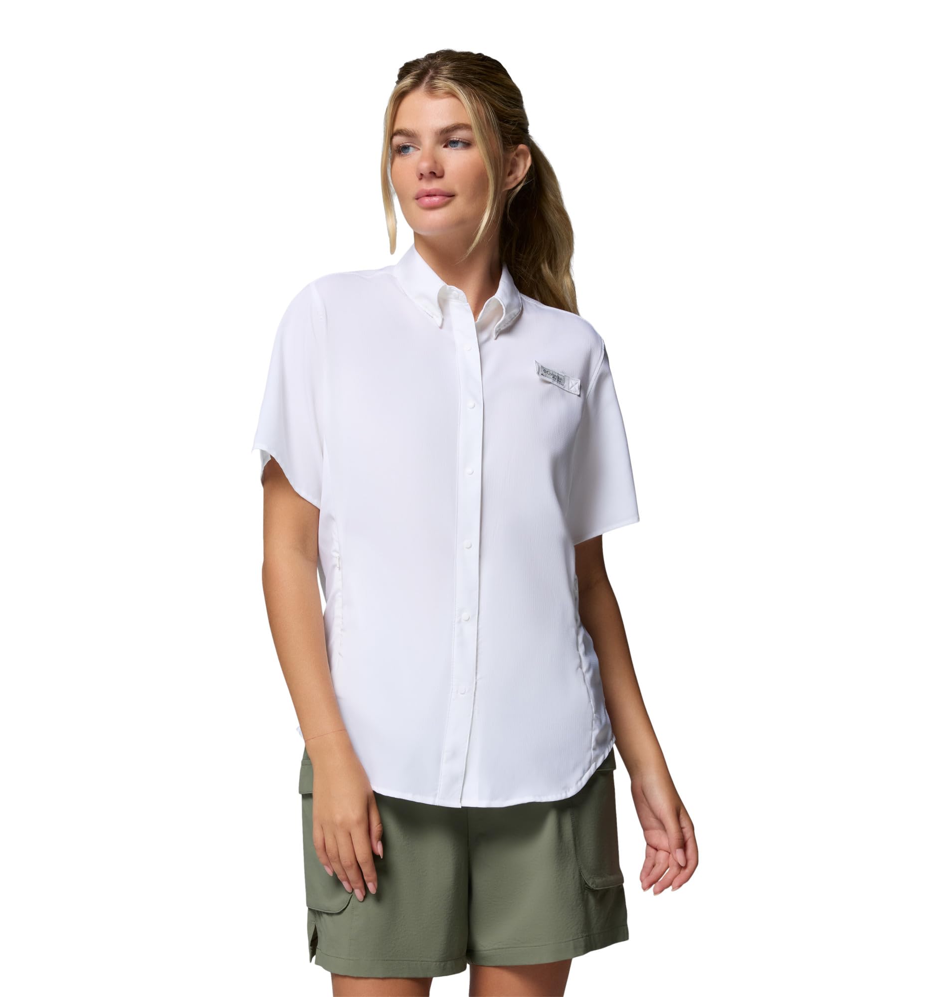 Columbia Womens PFG Tamiami II Short Sleeve Fishing Shirt, White, Small, White, S
