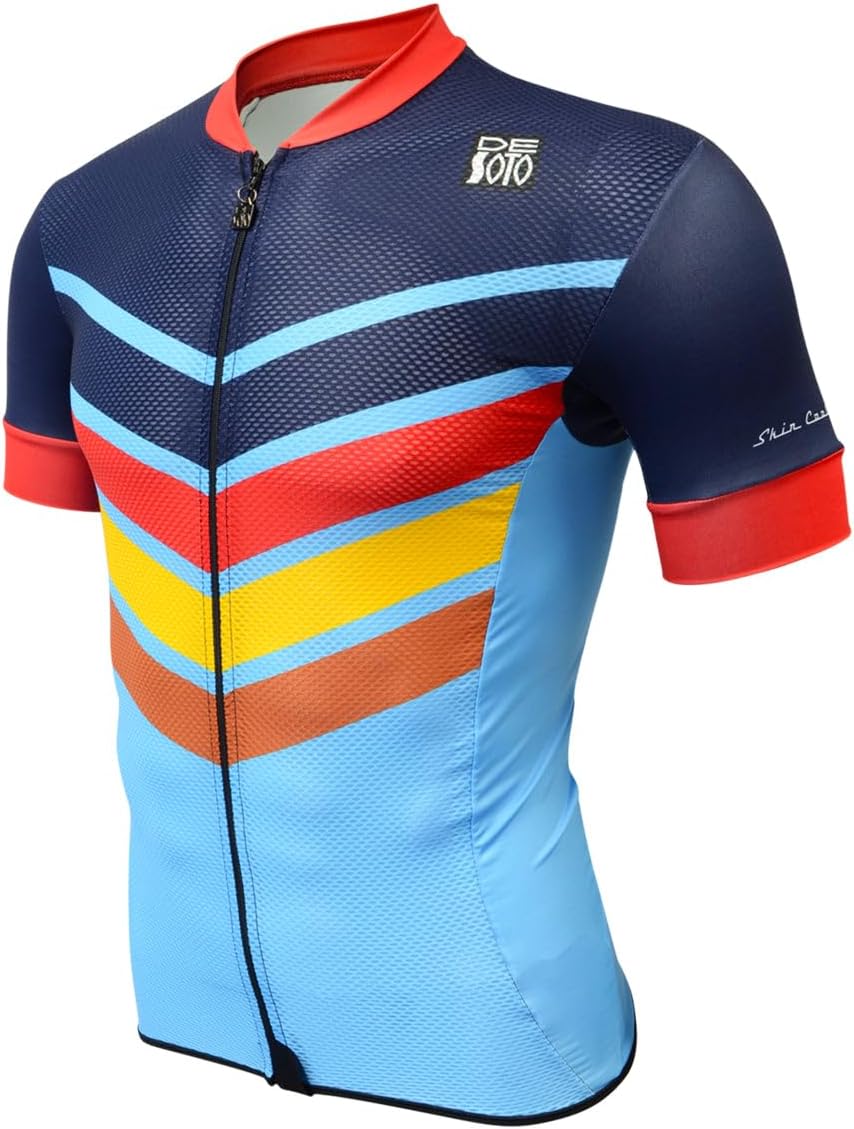 De Soto Men’s Skin Cooler Short Sleeve Full Zip Tri Top – Aero Fit, Cooling Fabric, Pockets, for Triathlon & Cycling