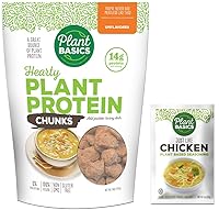 Vista 1 de Plant Basics - Proteína vegetal abundante, trozos sin sabor, 1 libra, condimento a base de plantas, como el pollo, 2 onzas, sin OMG, sin gluten