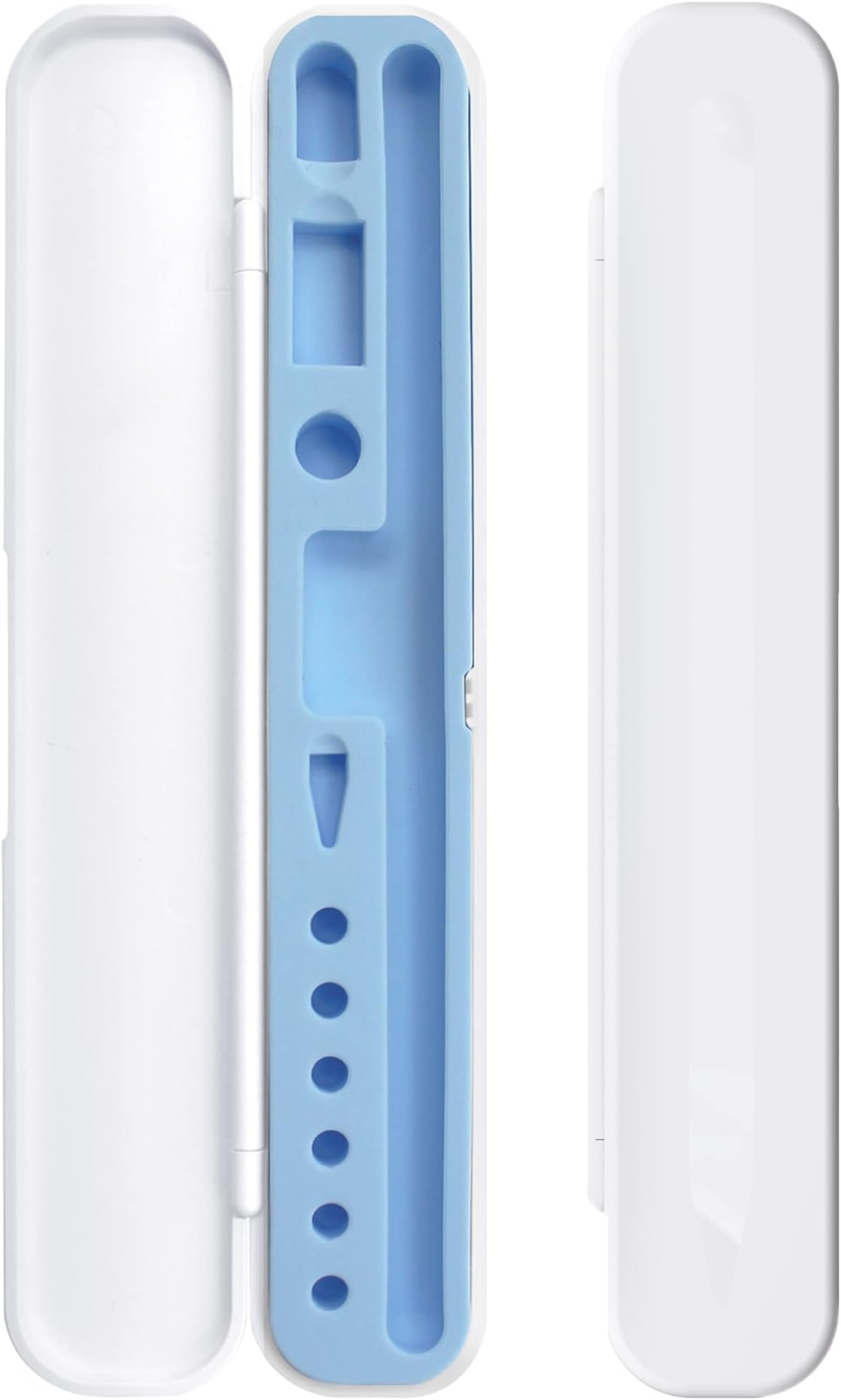 TechMatte Portable Electronic Device Cover, Compatible with Apple Pencil 1st and 2nd Generation and Accessories-White with Blue Inner Liner, Case