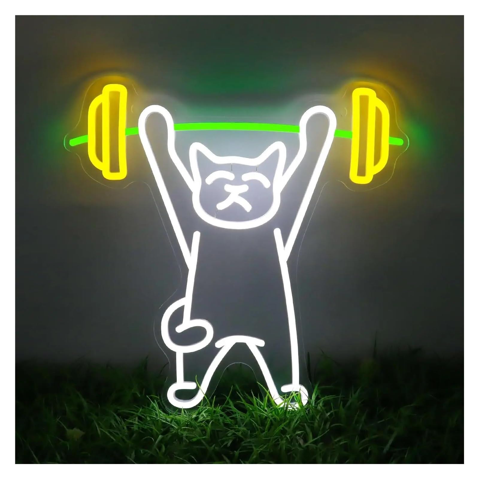 LEMST Sign Lamp Cat Lift Barbell Neon, USB Powered Dimmable Neon, Suitable for Gym, Game Room 39.88x39.88cm