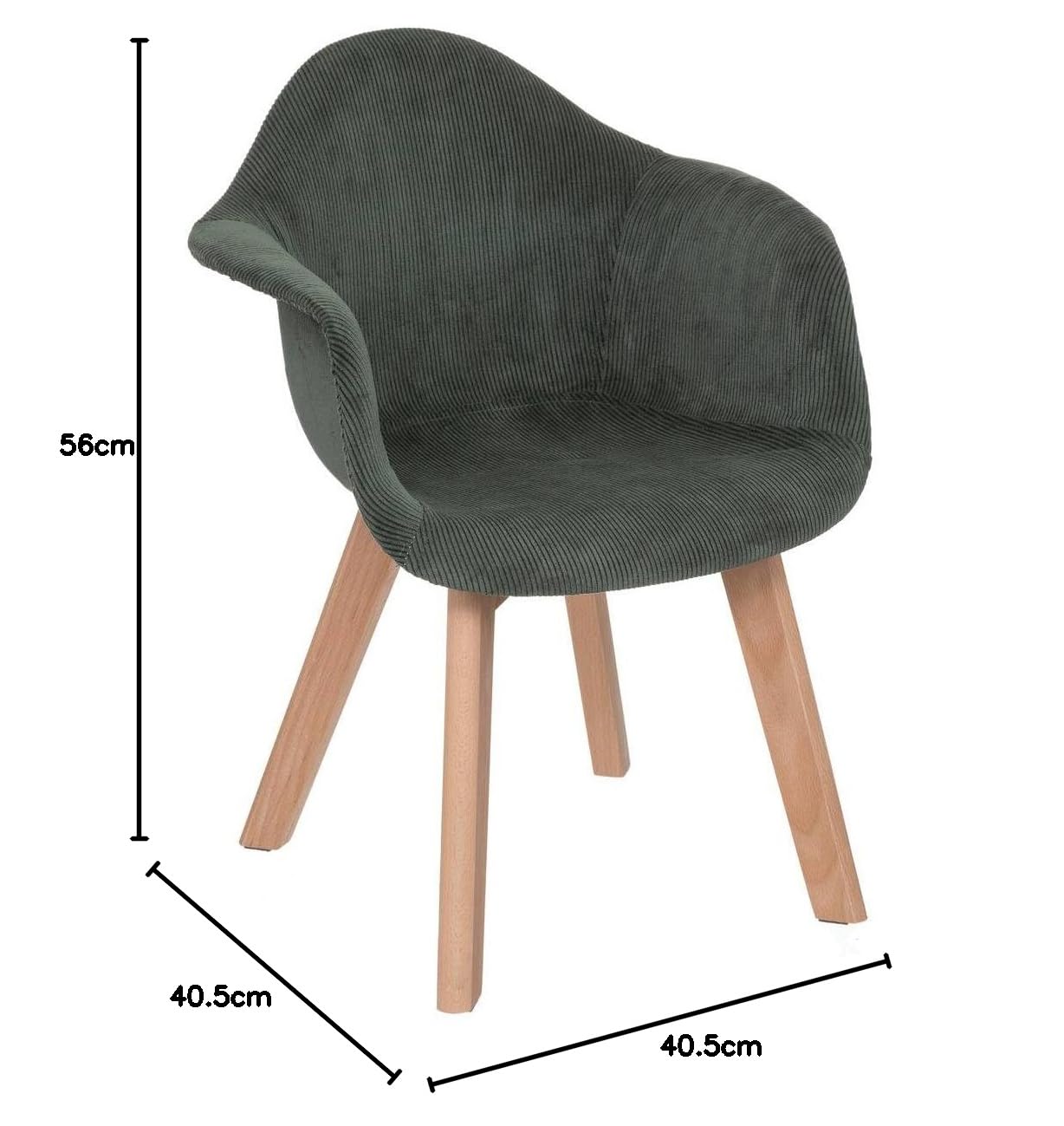 Chaise à accoudoirs pour Enfant en Velours Vert Kaki côtelé H 56 cm - Atmosphera
