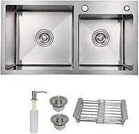 Cuba Dupla Gourmet em Inox 304 para Bancada de Cozinha Pia Sobrepor ou Embutir