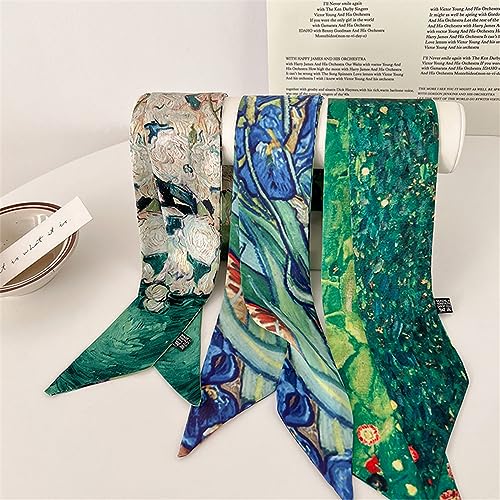 QTMY 4 Pack Purse Scarf for Bags Silk Head Scarf for Hair Handbag Women Scarfs Band Hair Neck Scarves Fashion Gifts,34-12