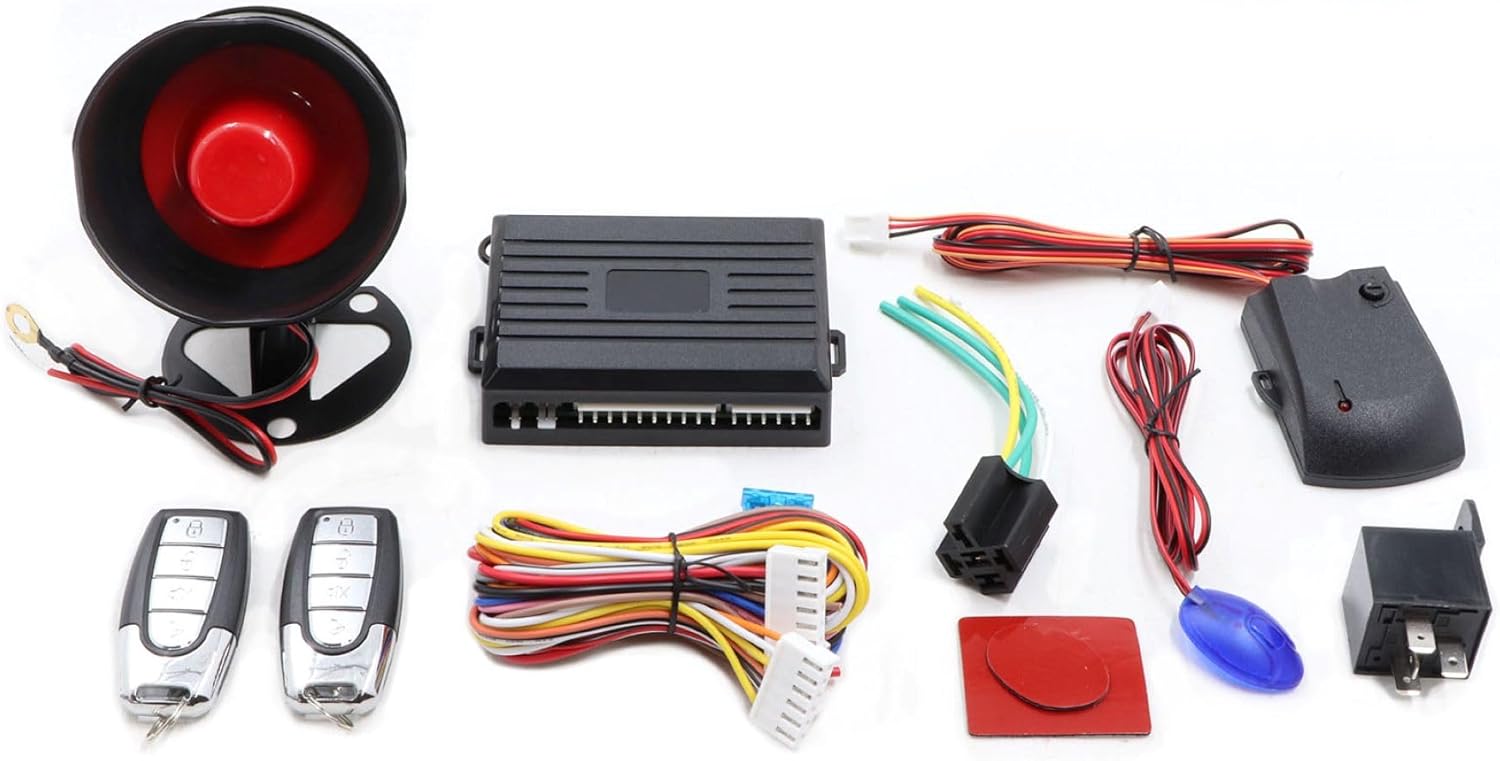 Car Keyless Entry System, Car Security Alarm, 2 Remotes, Siren, Shock Sensor