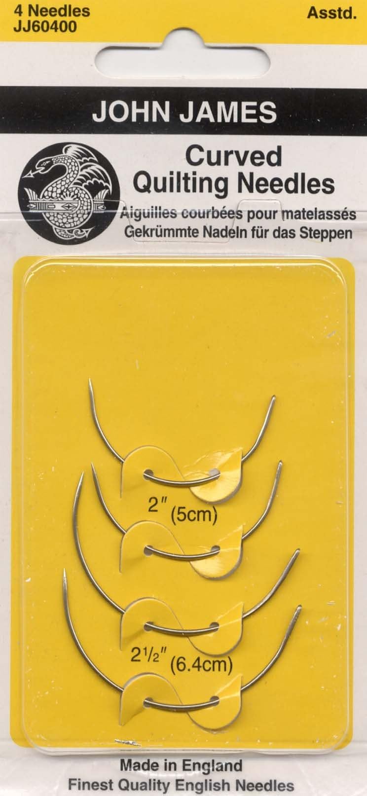 Colonial Needle JJ60400 Curved Quilting Hand Needles, 4-Pack
