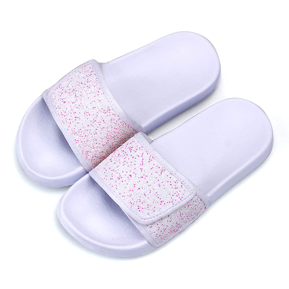 AQIYIGirls Summer Sequin Slippers Kids Slide Sandals Toddler Girls Non-Slip  Bathroom Slippers Beach Pool Shoes