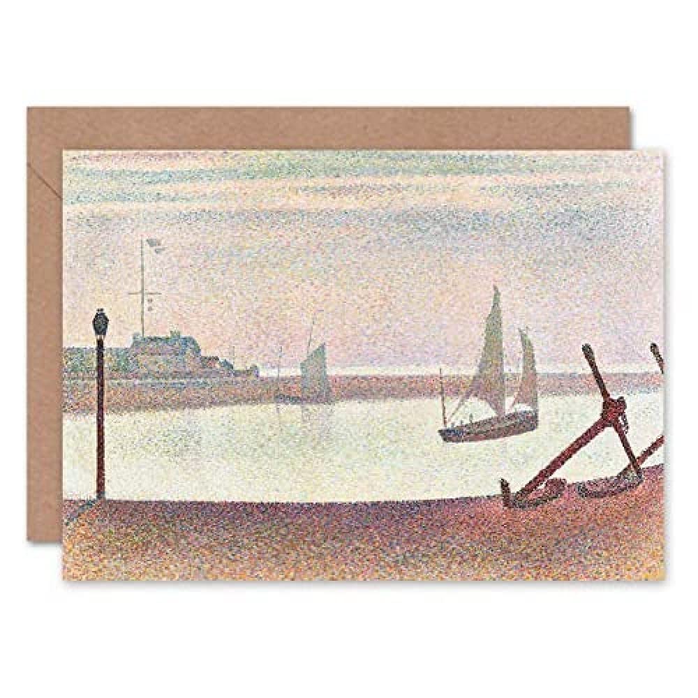 Artery8 Georges Pierre Seurat Channel Gravelines Evening Fine Art Greeting Card Plus Envelope Blank Inside