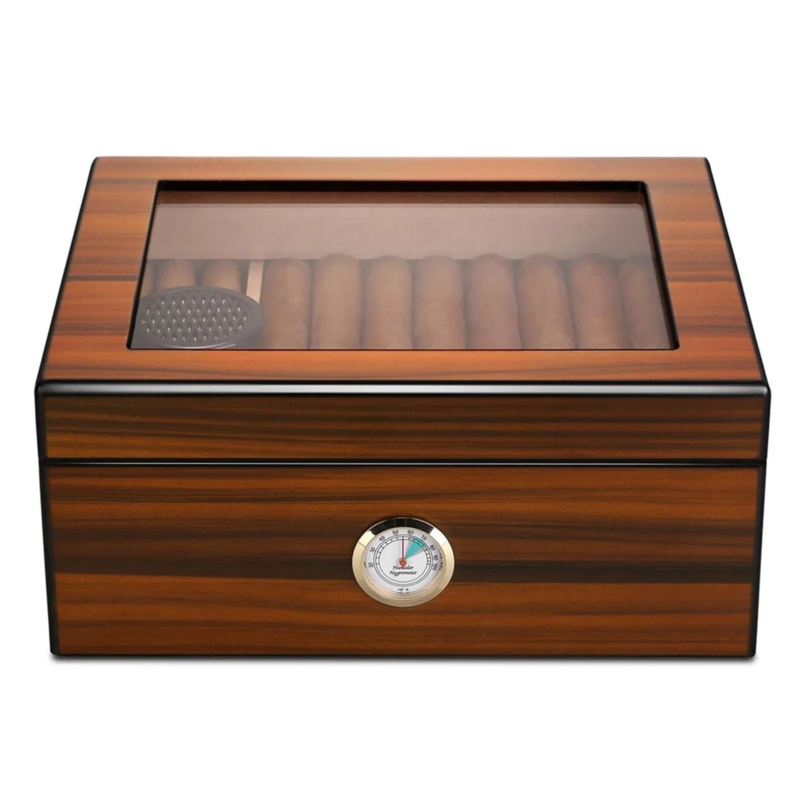 Cave à cigares portative en cèdre avec hygromètre et humidificateur