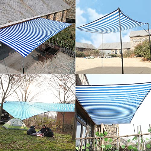 Toldo de vela rectangular a rayas azules para sombra de patio 6