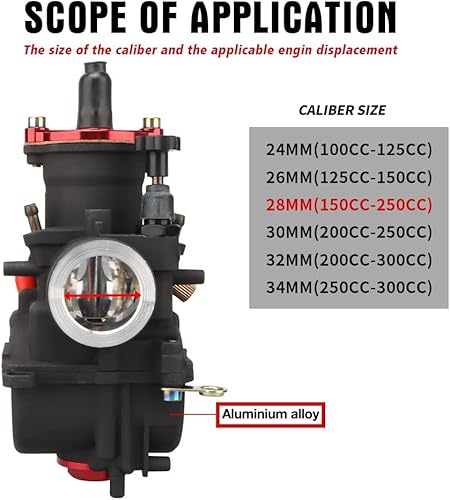 Miniatura 2 de NIBBI Carburador PWK28mm, apto para motor de motocicleta de 200 cc a 250 cc con chorros de carbohidratos para motocross, mini bicicleta, pit bike