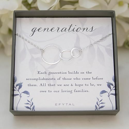 Miniatura 6 de EFYTAL Collar de 3 generaciones Regalos de Navidad para abuela, regalos de cumpleaños perfectos para abuela, regalo para abuela, abuela, regalo