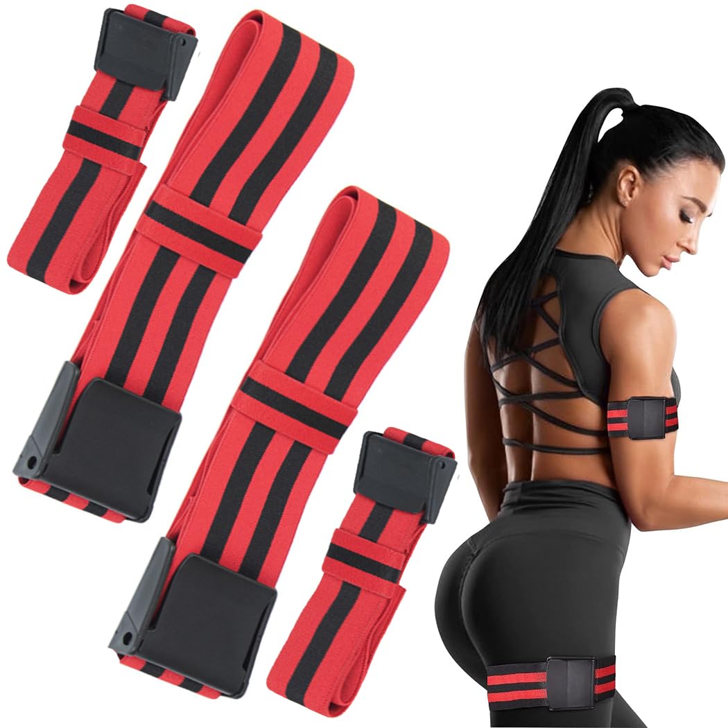 REVHQ Blood Flow Restriction Bands for Legs, Arms, Glutes Occlusion Training bfr bands for Women help gain Muscle Building for Exercising your Thigh Butt & Squat Fitness, Pack 4
