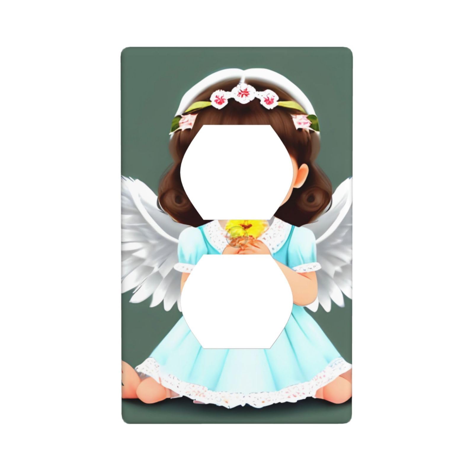 Cute Little Angel Decorative Switch Plate Cover-Unbreakable Polycarbonate Wall Plate for Home Office, 1 Gang with Screws