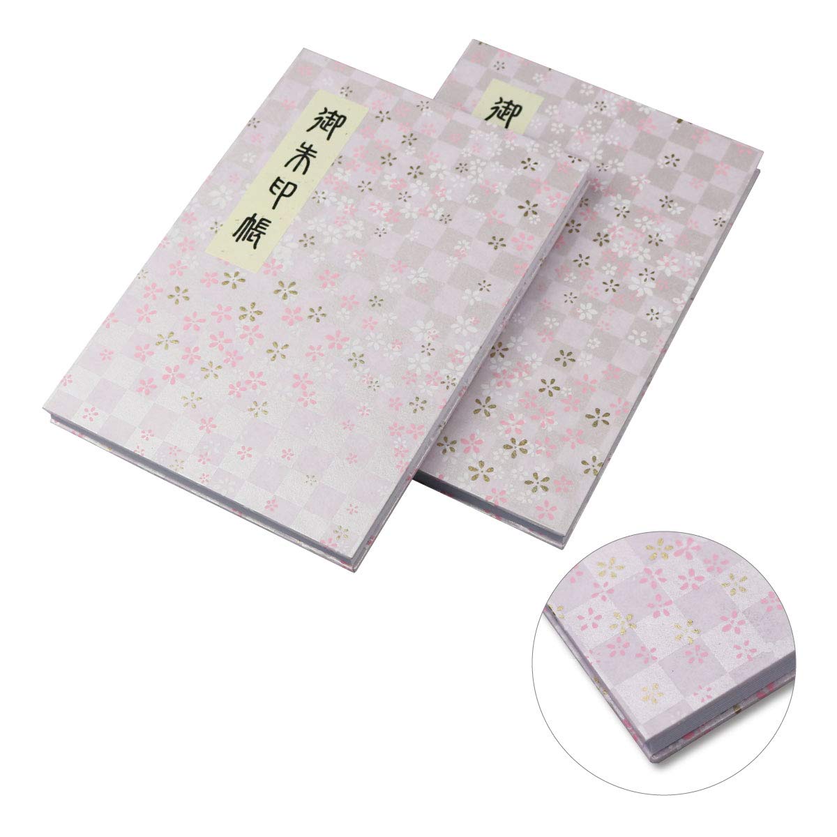 Amazon | 御朱印帳 40ページ 蛇腹式 ビニールカバー付 市松小花 (藤色 