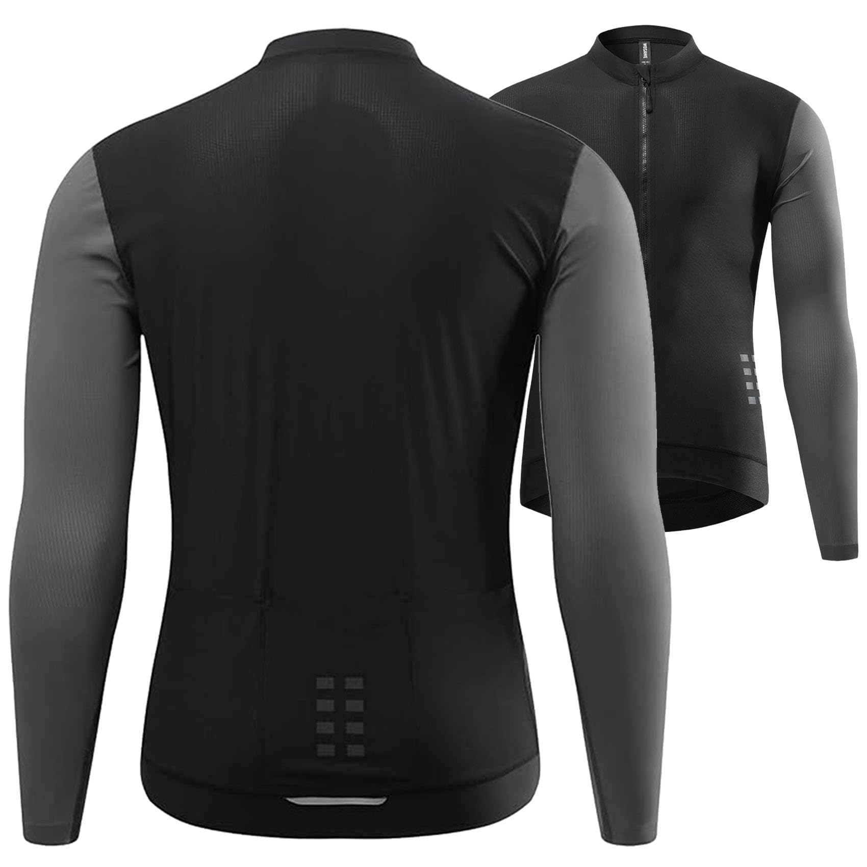 Męskie koszulki rowerowe Topy Rowerowe koszulki rowerowe długim rękawem Lekka oddychająca zapinana na zamek kurtka jeździecka Fajna bluza Ubrania do biegania,Grey-ASIA4XL/EUR3XL