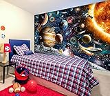  3D Weltraum Planet 7583 Tapeten Drucken Spiel Karikatur Wandgemälde Selbstklebend Tapete AJ DE Adrian Chesterman Muzi (gewebt Papier (Notwendigkeit Leim), 【 82”x58”】 208x146cm(BxH))