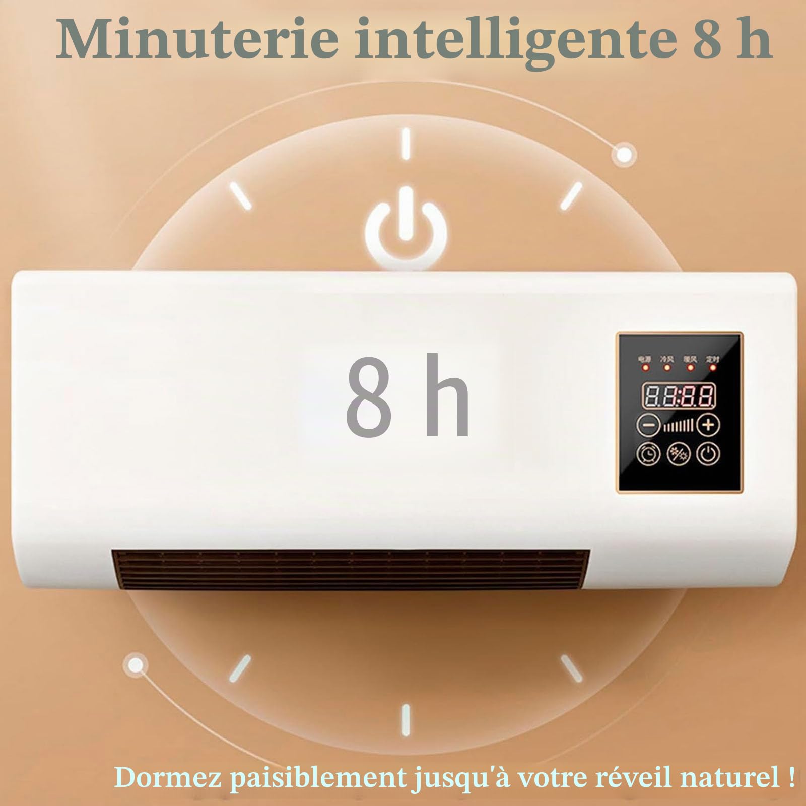 Climatiseur sans conduits, unité murale 2 en 1 chaleur et froid, super silencieux avec télécommande, installation facile pour la maison et le bureau