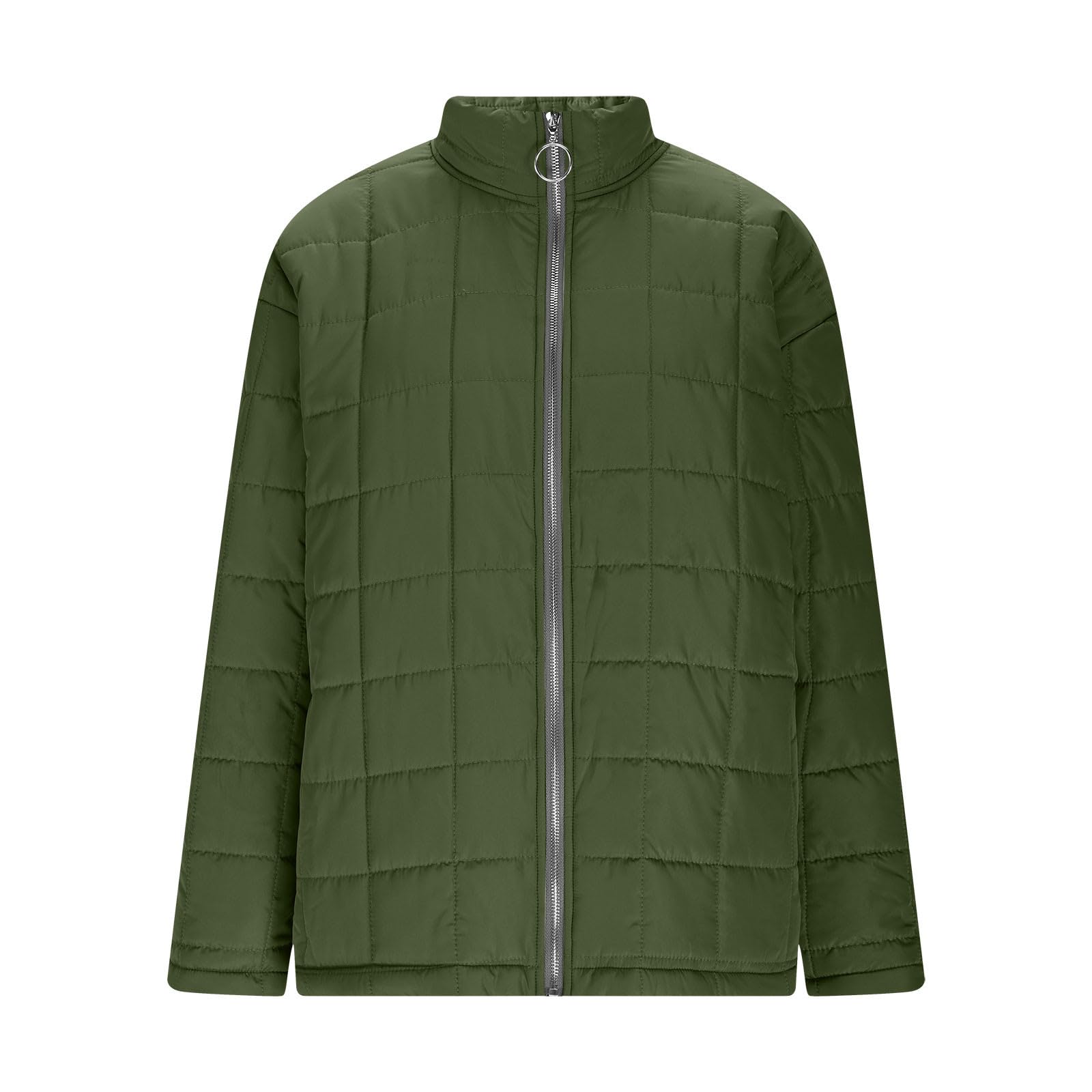 Doudoune matelassée pour femme - Manteau d'hiver chaud et rembourré à manches longues et à col montant - Fermeture éclair - Coupe-vent - Coupe ample - Pour randonnée, voyage, marche