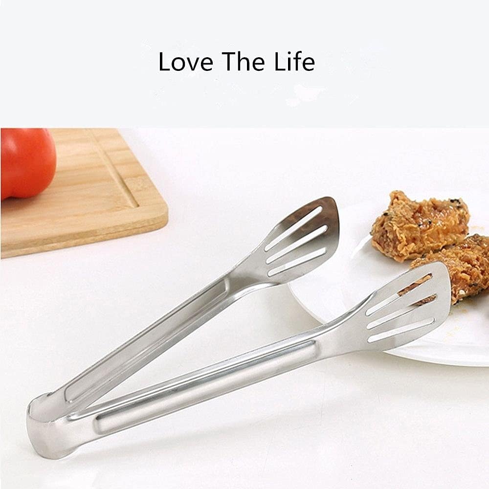Cooking Tongs Stainless Steel Barbecue Forceps Meat Food Clip Heat Resistant Reusable Barbecue Tools Barbecue Accessories Tongs(Large)