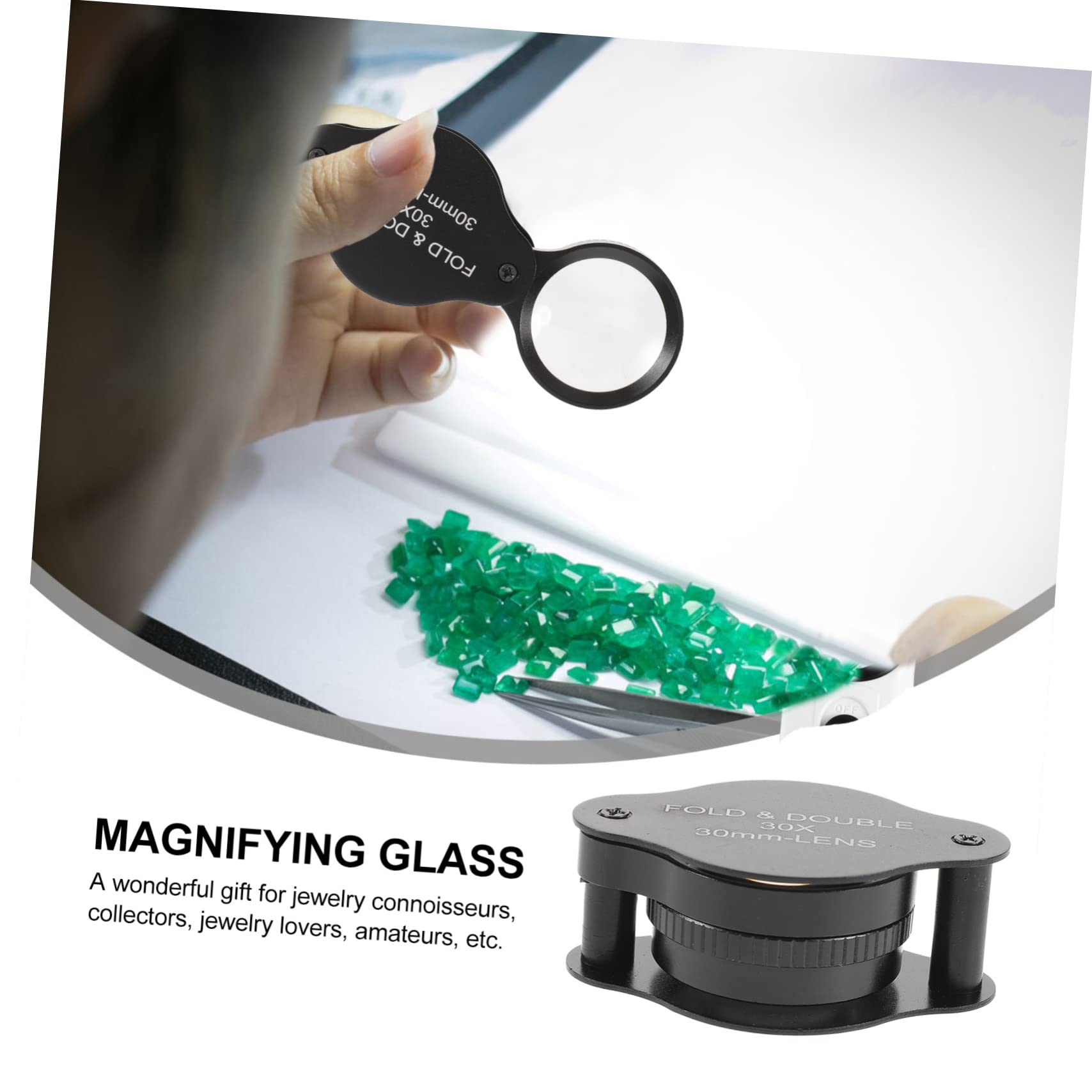BESTYASH 4 Stück 30 Lupe Tragbare Lupenbrille Leichte Handlupe Juwelierlupen Seniorenlinse Handlupenetui Aluminiumlegierung Schwarz