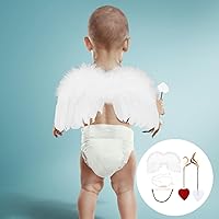 Vista 5 de ABOOFAN 1 juego de alas de cupido disfraz de alas blancas Cupido disfraz de cupido flechas y arco disfraz de niño ala de ángel bebé Cupido Cosplay