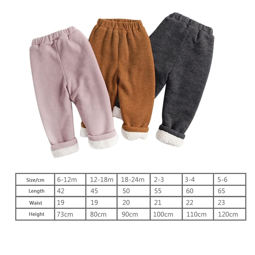 Unisexe Enfants Élastique Taille Coton Hiver Chaud Pantalon en Polaire Bébé Garçons Filles Trousers Bottoms 1-5 Années