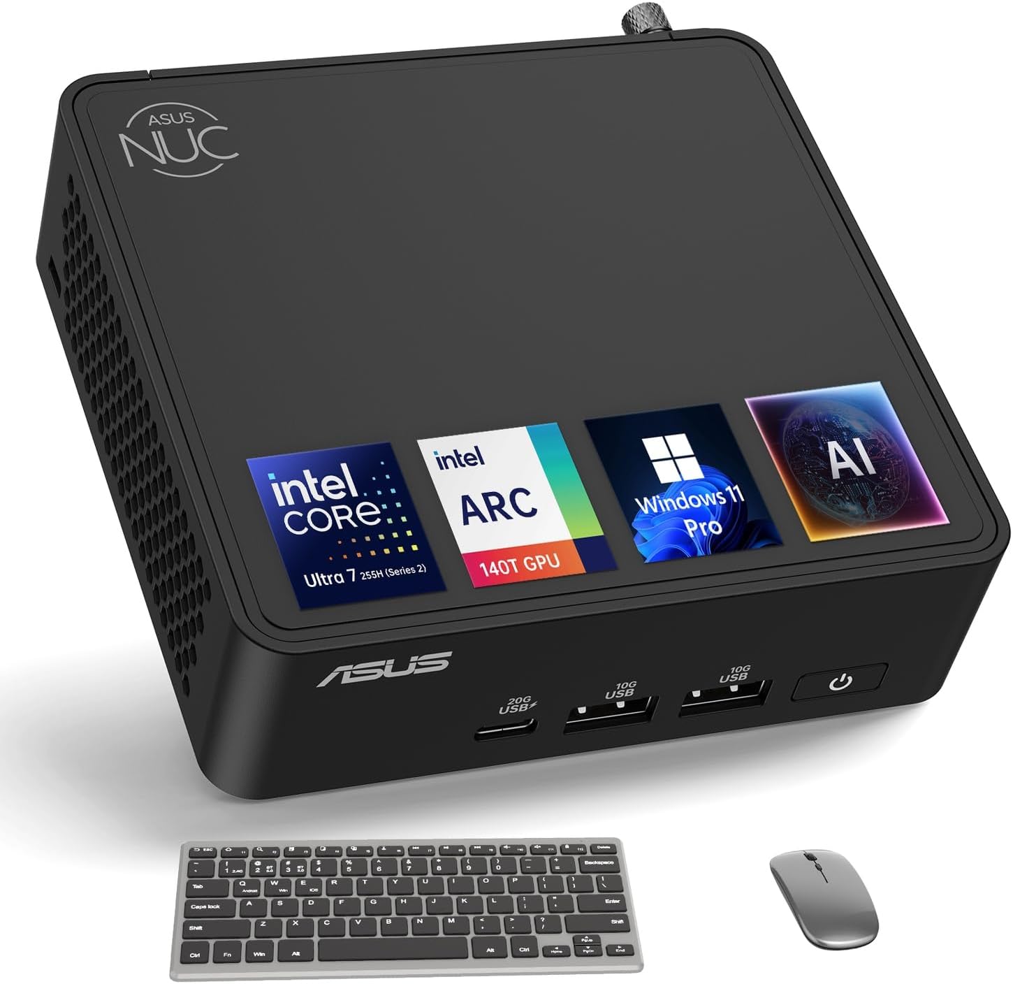 ASUS NUC 15 Pro Small Desktop Computer, Intel Series 2 Core Ultra 7 255H, 64GB DDR5 RAM, 2TB PCIe SSD, Intel Arc 140T GPU, 8K Display, Win 11 Pro, Thunderbolt 4, WiFi 7, for Research Lab & AI Training
