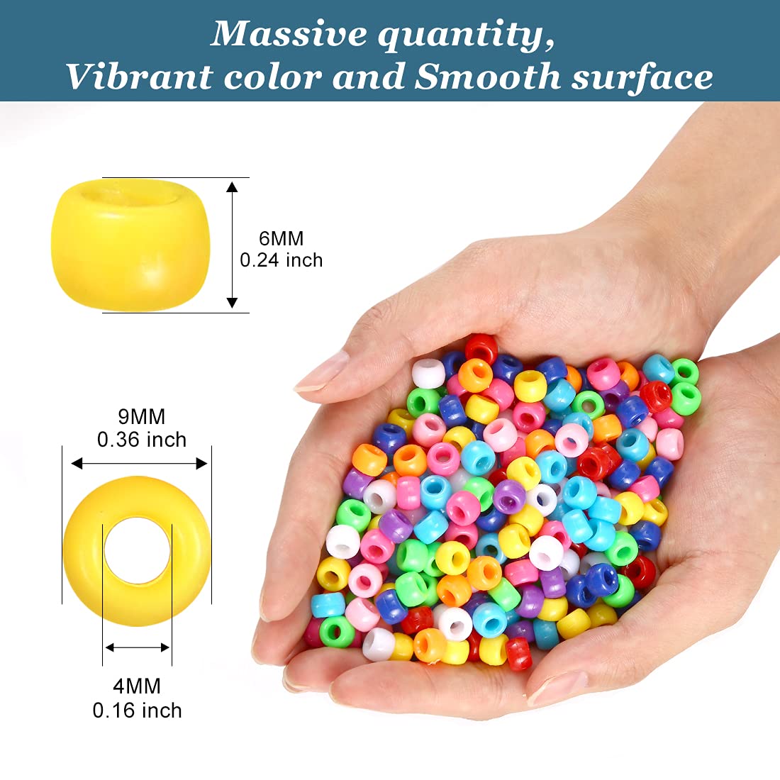 3000+ Pony Multi-Colored Bracelet & Hair Braid Beads - Plastic Craft Beads (Large Pack, Classic), Assorted Colors - Image 3