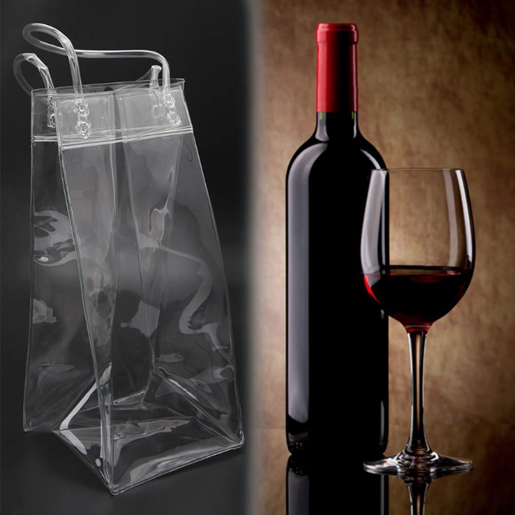Borsa Termica Portabottiglie In PVC Trasparente - Raffreddatore Per Vino, Champagne, Birra - Con Manico - Impermeabile E Pieghevole - 3