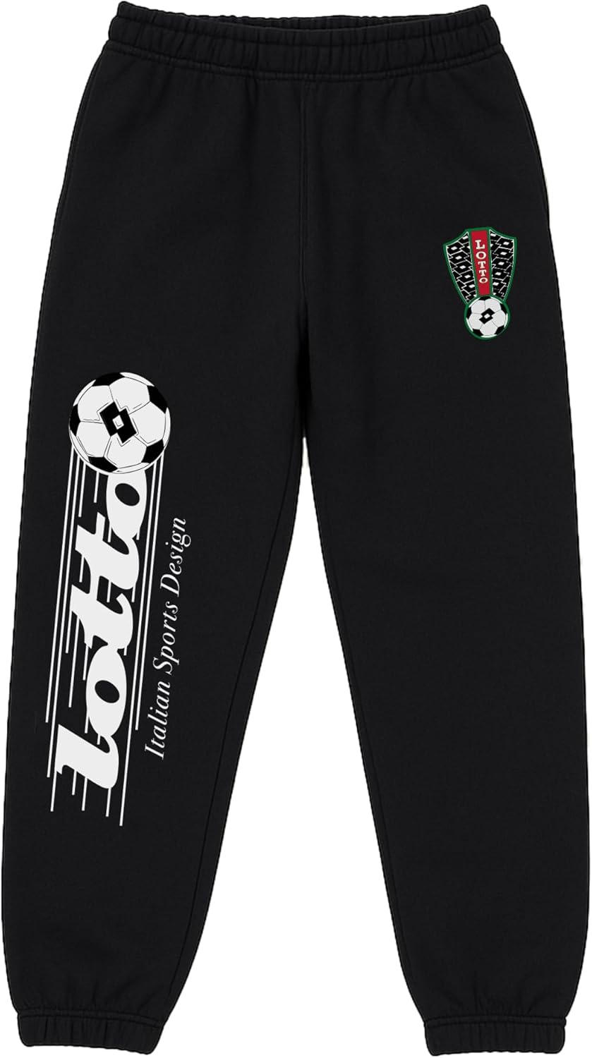 Lotto Men's Forza Sweatpants - 400gsm Heavyweight Organic Cotton Fleece Joggers - Athletic Football Graphic