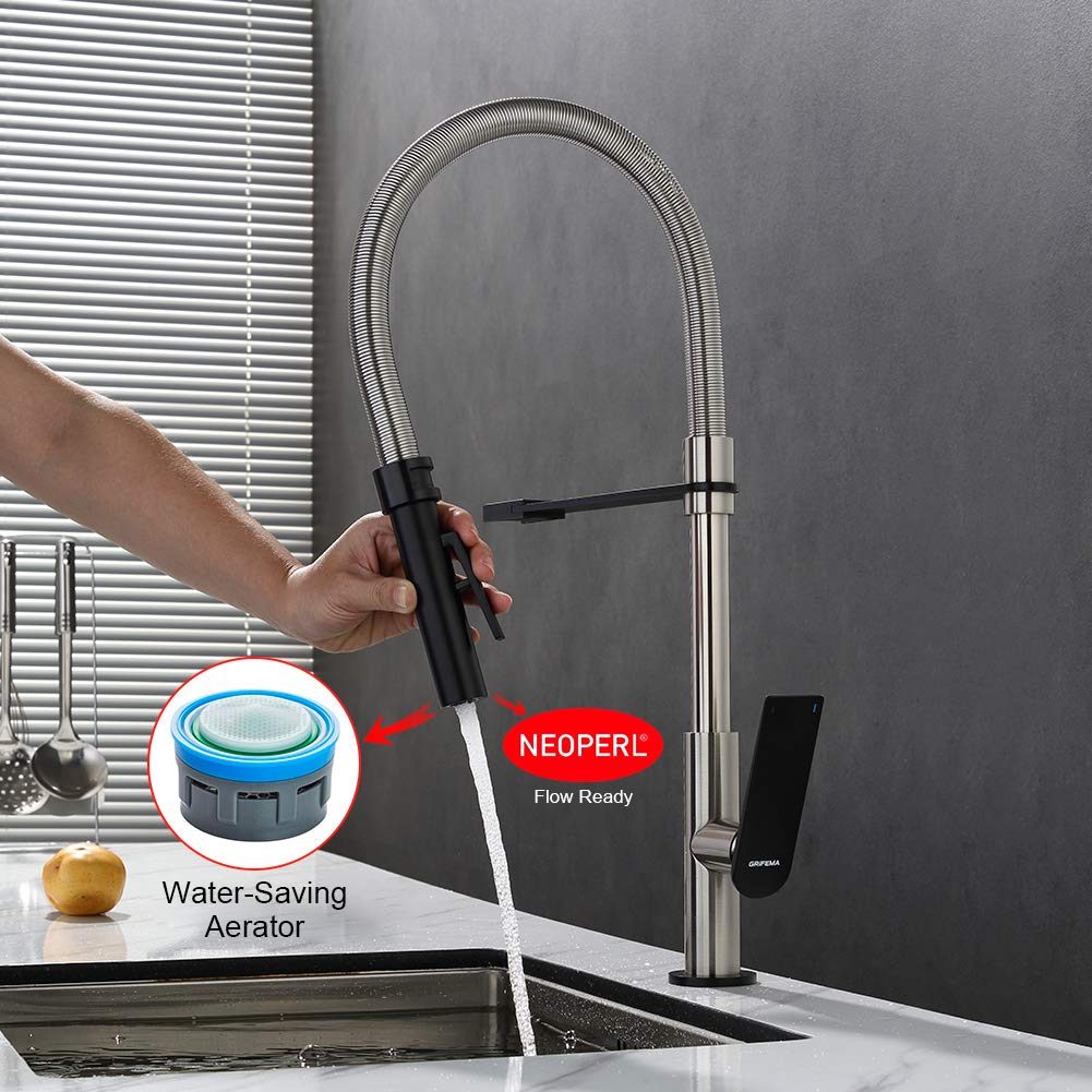 GRIFEMA G14001A Grifo cocina flexible, Gris, 3/8 de pulgada