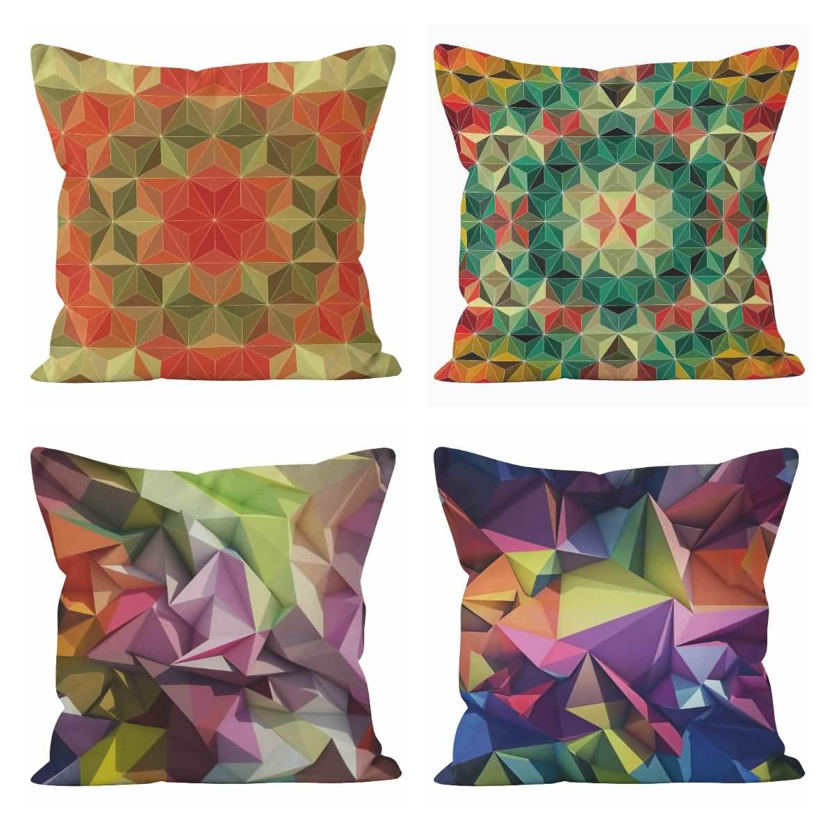 Lino Federe Cuscini Colorate Federe Cucina 50x50cm, Motivo Geometrico Fodere Cuscini Letto Matrimoniale Cotone Federe per Cuscino Divano Divano da Salotto 4Pcs