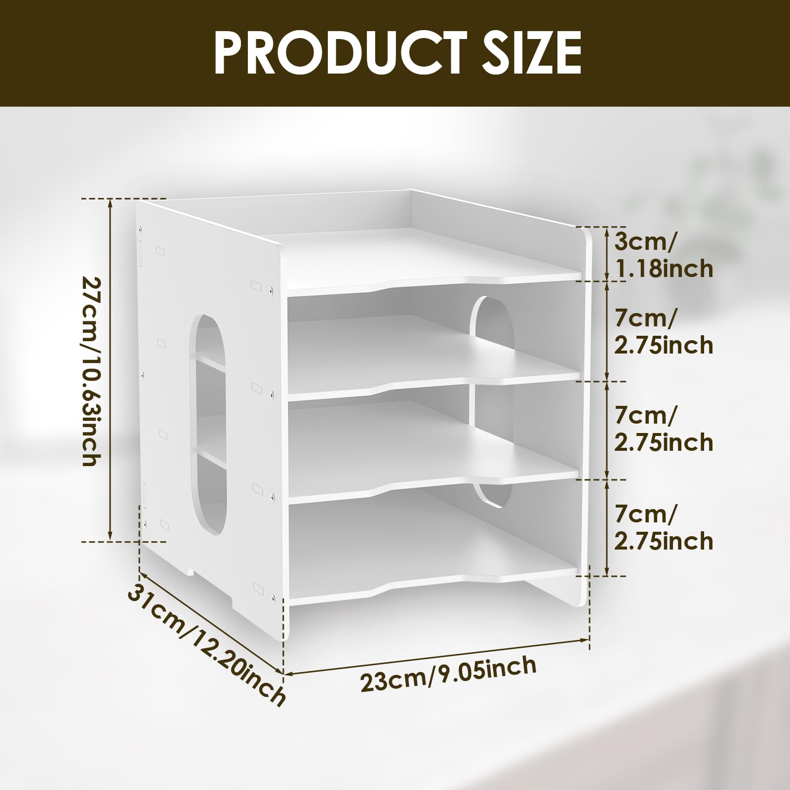 4/5 Tiers Scrapbook Paper Organizer, File Organizer for Desk, Detachable Scrapbook Paper Storage, Desktop File Storage Document Holder for Home Office (4Tiers)