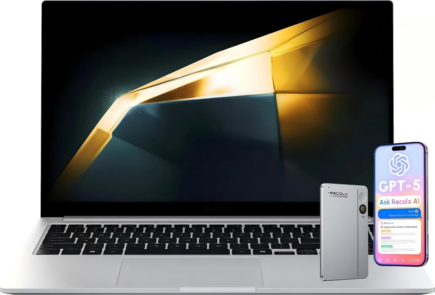 Samsung Laptop,with RECOLX AI Voice Recorder