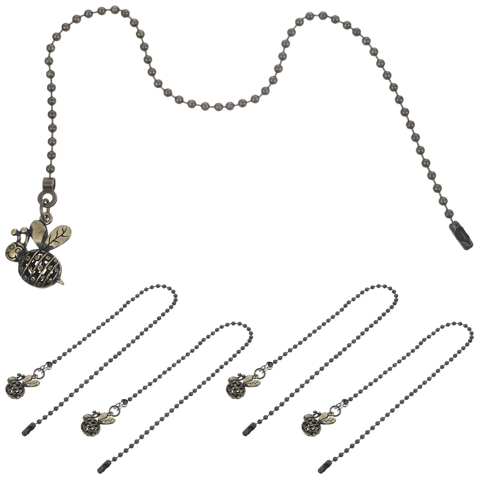 Gwyzax Ceiling Fan Pull Chain Extension Vintage Bee Ceiling Fan Pull Chain Extender 5Pcs Metal Light Cord Replacement 13.8in