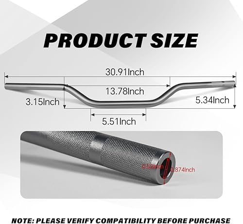 Miniatura 2 de Manillar universal de motocicleta de 78 pulgadas, 0.866 in, para KLX110 Ninja650r RFZ CRF70 TAO TAO SSR125 Grom, etc. ATV Pit Bike (negro)