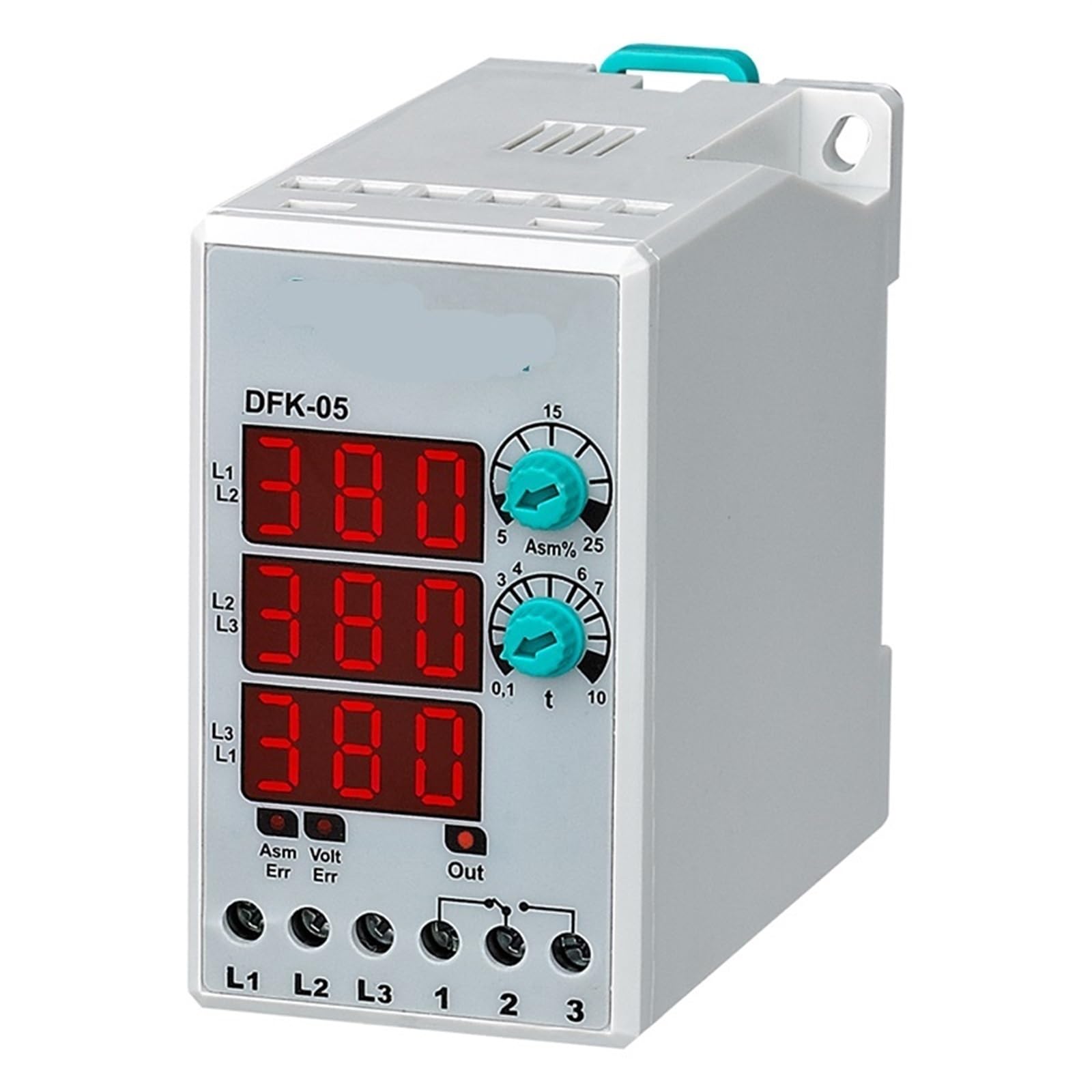 Relais de défaillance de phase asymétrique DFK-05 numérique triphasé 3 x 380 V pour rail DIN - 6