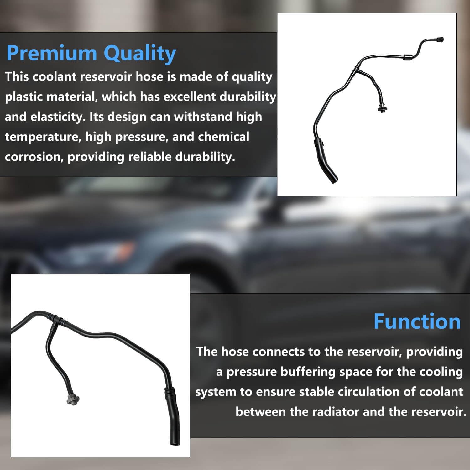 Radiator Coolant Reservoir Tank Hose Compatible with Audi Q5 2.0L 2018-2024 | Replace 80A121081AS, 80A121081DH | Engine Coolant Hose Pipe