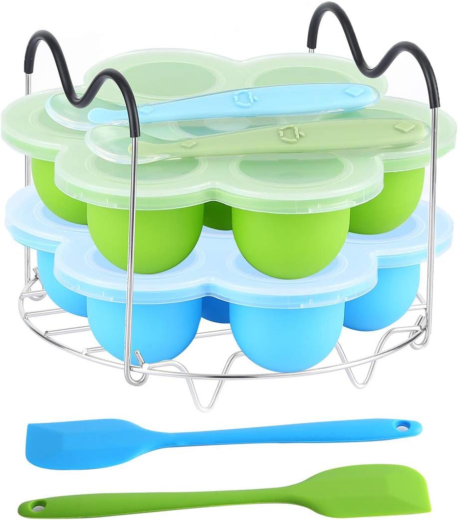 ROTTAY Silicone Egg Bites Molds and Steamer Rack Trivet with Heat Resistant H...