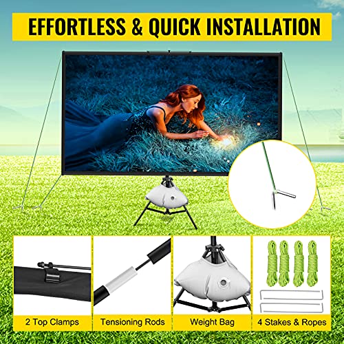 VEVOR Tripod Projector Screen with Stand 100inch 16:9 4K HD Projection Screen Stand Wrinkle-Free Height Adjustable Portable Screen for Projector Indoor & Outdoor for Movie, Home Cinema, Gaming, Office VEVOR Tripod Projector Screen with Stand 100inch 16:9 4K HD Projection Screen Stand Wrinkle-Free Height Adjustable Portable Screen for Projector Indoor & Outdoor for Movie, Home Cinema, Gaming, Office