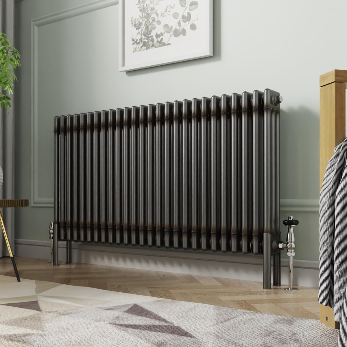 Nrg Traditional Cast Iron Style Radiator Raw Metal Triple Column 600X1190mm