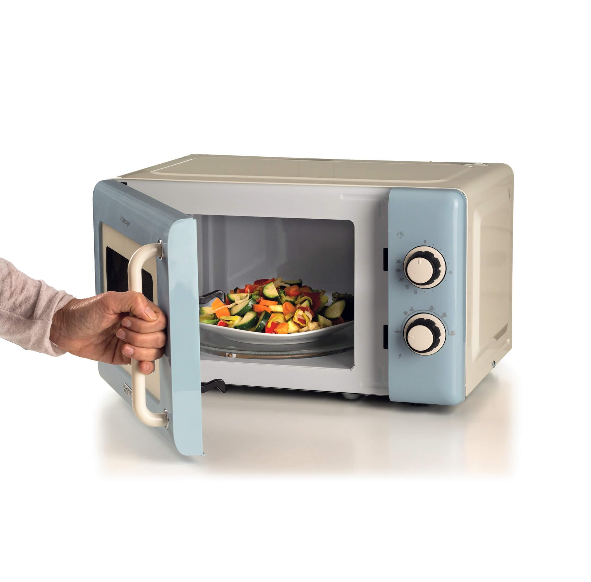 Ariete 3960 Mikrowelle Vintage 800 W 20 l 3 Funktionen 6 Kochstufen Timer hellblau