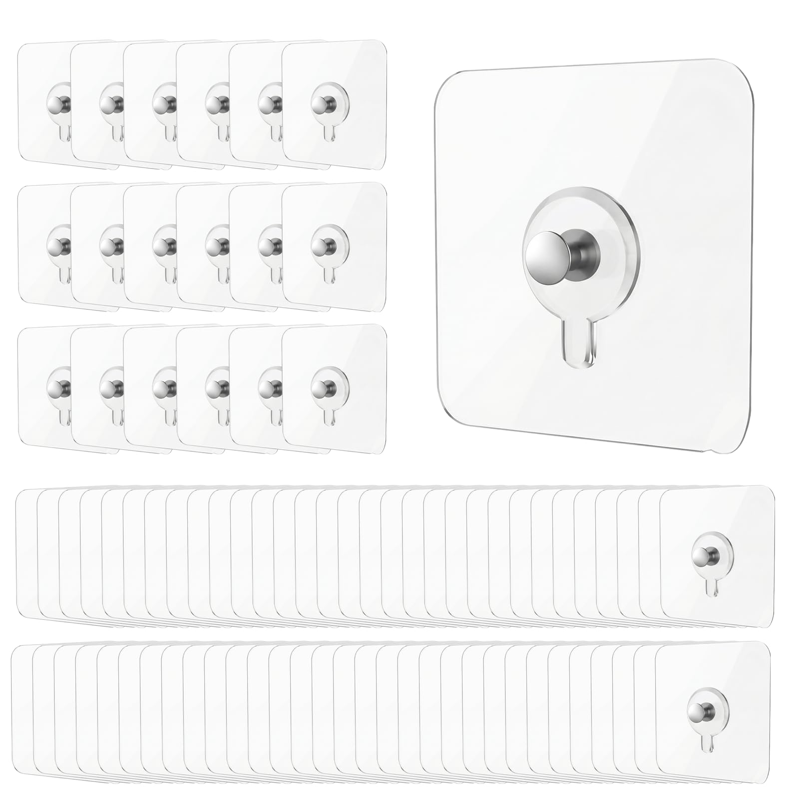50 Pcs Self Adhesive Picture Hooks Heavy Duty Clear Sticky Picture Hooks